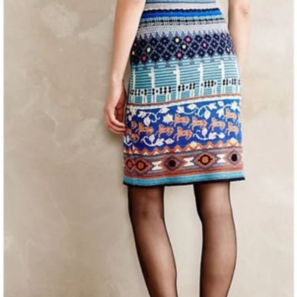 Anthropologie Monogram Llama Line Sweater Skirt - Picture 2 of 5